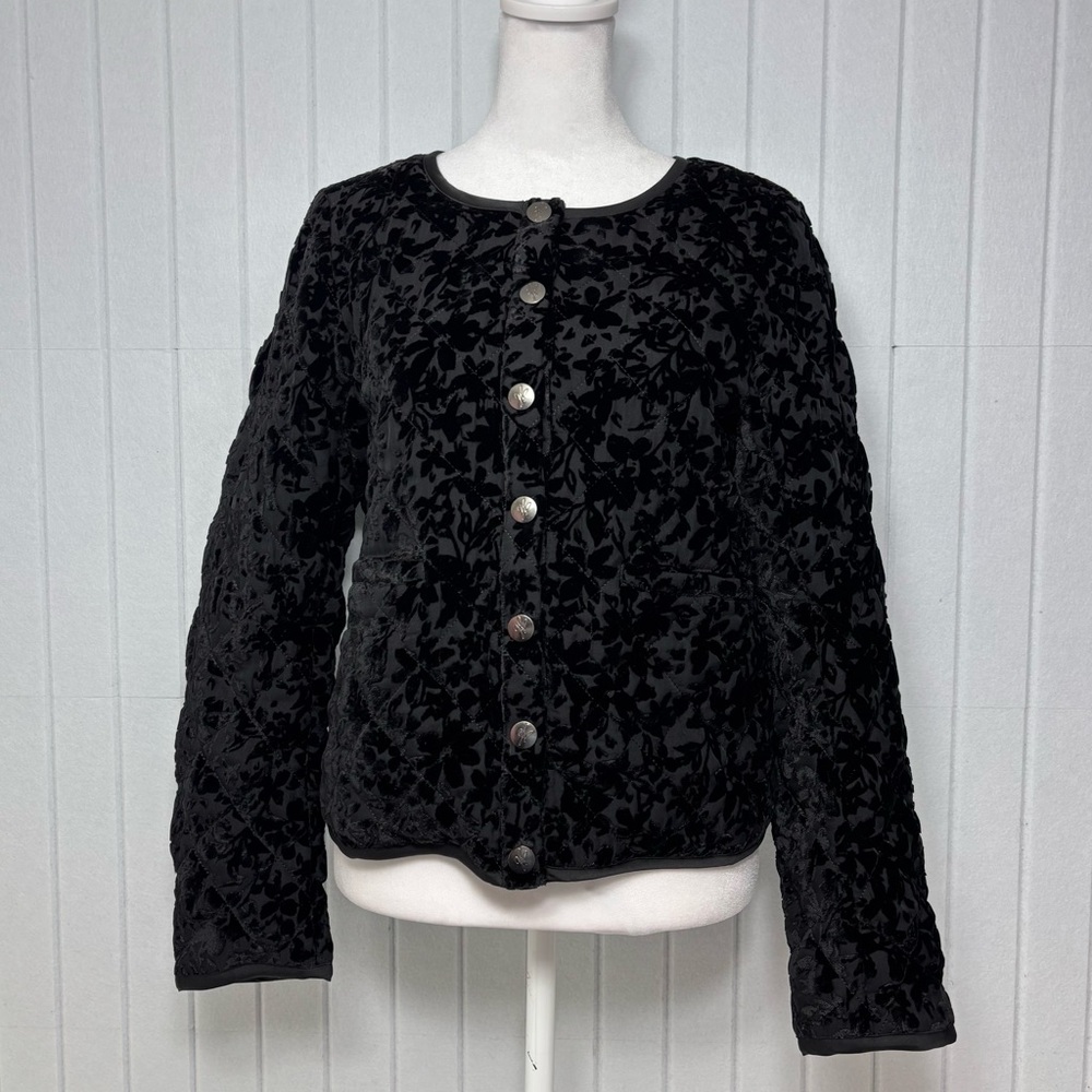 Hale Bob Constance Solid Quilted Velvet Burnout Jacket/ Blazer Size S